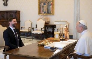 La reunión en el Palacio Apostólico de Vance y León XIV Crédito: Vatican Media