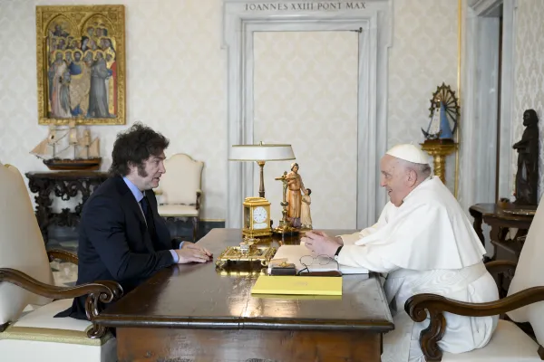 Reunión entre el Papa Francisco y Javier Milei. Crédito: Vatican Media