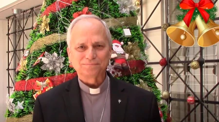 Mons. Robert Prevost en su mensaje por Navidad 2022, cuando era obispo de Chiclayo en el norte del Perú.