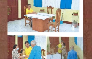 Algunas fotografías de Mons. Rolando Álvarez, difundidas por la dictadura de Nicaragua. Crédito: Ministerio de Gobernación de Nicaragua.