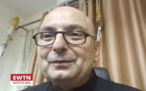P. Gabriel Romanelli, párroco de la única iglesia católica de Gaza, en la entrevista con EWTN Noticias este jueves 22 de julio de 2025.