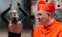 Rosalía y el Cardenal Tolentino de Mendonça.