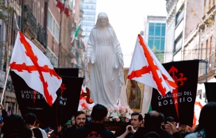 Procesión que se realizó en las calles de la Ciudad de México, Crédito: Caballeros del Rosario
