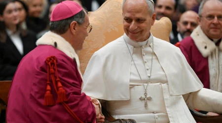 El Papa León XIV durante su encuentro con la Rota Romana
