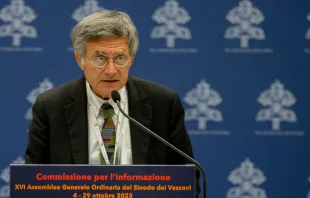 Paolo Ruffini, presidente de la comisión de información del Sínodo de la Sinodalidad Crédito: Daniel Ibáñez / ACI Prensa