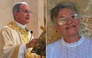 El sacerdote Yosvany Carvajal y su madre, Grisel-Sureda. Crédito: Canal de YouTube de la COCC.