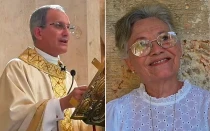 El sacerdote Yosvany Carvajal y su madre, Grisel-Sureda.