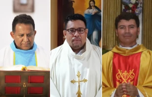 De izquierda a derecha: P. Julio Ricardo Norori, P. Iván Centeno, P. Cristóbal Gadea Crédito: Parroquia San Juan Evangelista de San Juan del Río Coco, Madriz / Parroquia Divina Providencia Jalapa, Nueva Segovia, Nicaragua  / Diocesis de Jinotega