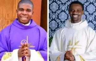 P. Jude Nwachukwu (izquierda) y P. Kenneth Kanwa (derecha) fueron secuestrados en la rectoría de su parroquia en la Diócesis de Pankshin en Nigeria el 1 de febrero de 2024. Crédito: Diócesis de Ahiara