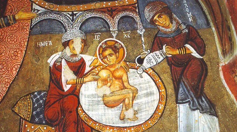Salomé (derecha) bañando al niño Jesús. Wikimedia - Dominio Público.?w=200&h=150