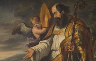 Pintura de San Agustín de Hipona en la Iglesia la Purísima en Salamanca, España. Crédito de la foto de la pintura: Lawrence GP vía Flickr (CC BY-NC-ND 2.0).