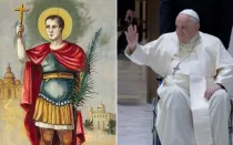 Imágenes de San Expedito y el Papa Francisco.