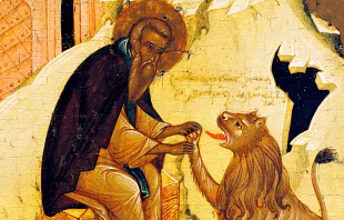 San Gerásimo con su amigo el león Crédito: Dominio Público - Wikimedia Commons