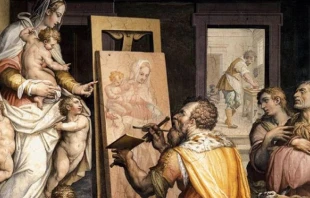 San Lucas pintando a la Virgen María, 1565. Crédito: Pintura de Giorgio Vasari - Dominio Público