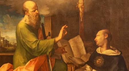 San Pablo Apóstol aprobando las enseñanzas de Santo Tomás de Aquino