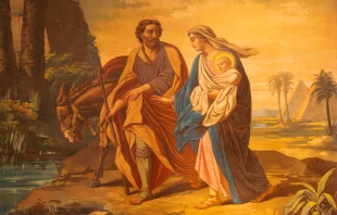 El fresco de la Huída de  Egipto de Giovanni Secchi (1876 - 1950), en la Catedral de Santa Cruz, Forlí, Italia. Crédito: Renata Sedmakova - Shutterstock