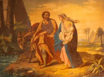 El fresco de la Huída de  Egipto de Giovanni Secchi (1876 - 1950), en la Catedral de Santa Cruz, Forlí, Italia.