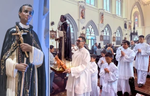 Una estatua de San Martín de Porres fue instalada en la iglesia St. Joseph de Singapur. Es la primera imagen de un santo latinoamericano en este templo centenario. Crédito: Embajada del Perú en Singapur