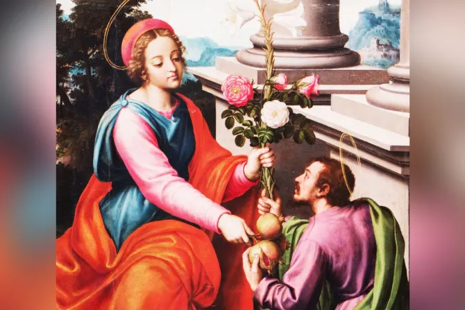 Santa Dorotea y San Teófilo en la obra "Las bodas místicas del Venerable Agnesio"
