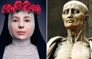 Santa Rosa de Lima y San Bartolomé. Crédito1 Santa Rosa de Lima: Dominio público. / Crédito 2 San Bartolomé desollado. Escultura de Marco D'Agrate. Foto: Flickr Dimitris Kamaras (CC BY 2.0)