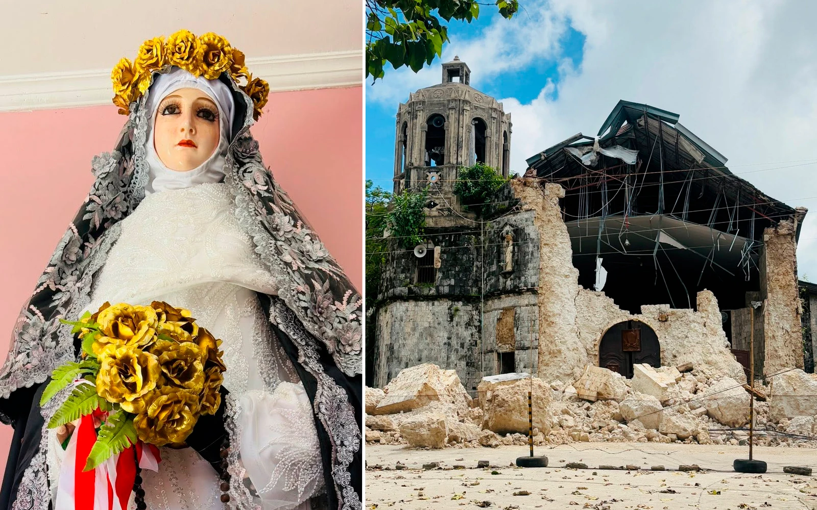 Imagen de Santa Rosa de Lima y el santuario que quedó dañado por el terremoto.?w=200&h=150