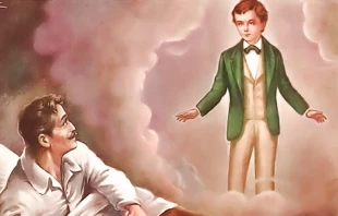 Santo Domingo Savio apareciéndose a su papá Crédito: Parroquia salesiana El Espíritu Santo en Guatemala