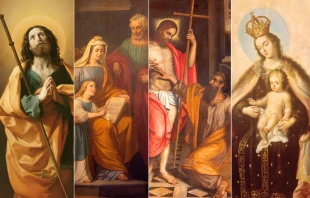  Santiago Apóstol (Dominio público), San Joaquín y Santa Ana junto a la Virgen María (Shutterstock), Santo Tomás Apóstol y Jesús (Shutterstock), la Virgen del Carmen (Dominio público)