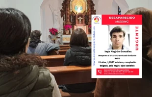 Adoración ante el Santísimo sacramento en el santuario de Nuestra Señora de Schoenstatt por el joven católico desaparecido Iago Negrón González. Crédito: Nicolás de Cárdenas / ACI Prensa y SOS Desaparecidos.