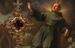 Fragmento del cartel que anuncia la visita de la reliquia del Beato Sebastián de Aparicio a la Catedral de Ciudad de México. Crédito: Catedral Metropolitana de la Arquidiócesis Primada de México.