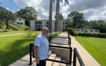 El P. José Dionisio Gómez en las instalaciones del Seminario Santa Rosa de Lima.