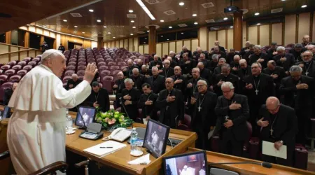 El Papa Francisco bendice a los obispos españoles.