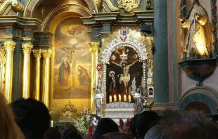 Imagen del Señor de los Milagros en el Santuario y Monasterio de las Nazarenas en Lima (Perú). Crédito: David Ramos/ACI Prensa.