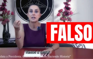Es falso que Claudia Sheinbaum haya prometiendo cerrar iglesias ni que haya grabado un video con un fondo satánico. null