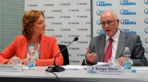 Amaya Azcona, directora general de Fundaciu00f3n REDMADRE y Benigno Blanco, presidente del Foro Espau00f1ol de la Familia. Foto: ACI Prensa. 