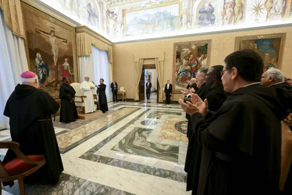 El Papa durante la audiencia. Crédito: Vatican Media