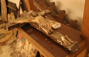 La iglesia greco-melquita de San Jorge en Maaloula (Siria), dañada por la organización terrorista Al Nusra. Crédito: ACN.