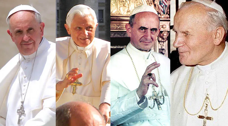 Papa Francisco, Benedicto XVI, Pablo VI y San Juan Pablo II