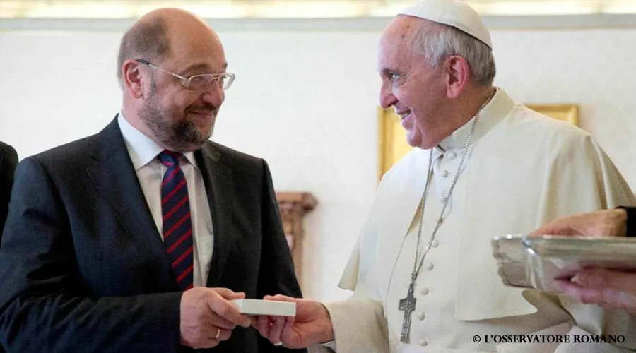 Martin Schulz y el Papa Francisco. Foto: L'Osservatore Romano
