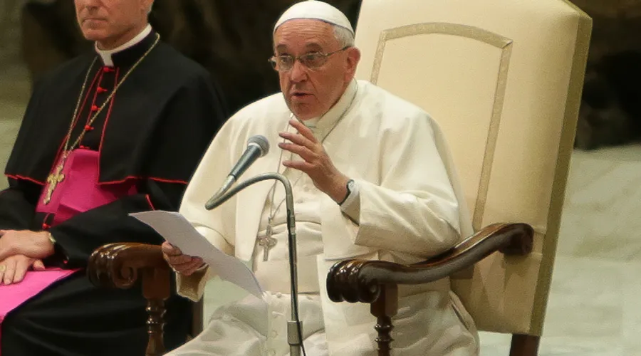 Papa Francisco durante discurso a Comunidad de Vida Cristiana / Foto: Daniel Ibáñez (ACI Prensa)