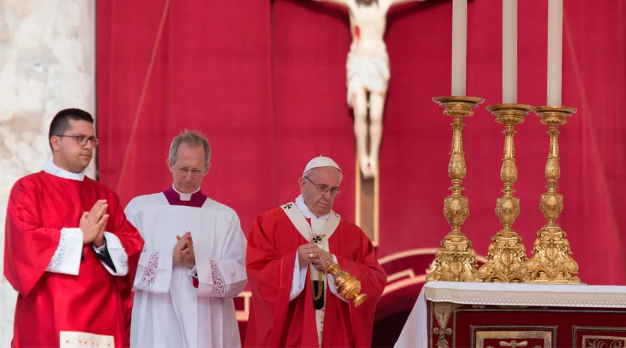 El Papa durante la Misa. Foto: Daniel Ibáñez / ACI Prensa