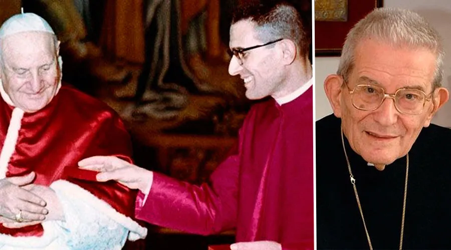 San Juan XXIII y el entonces P. Loris Capovilla / El Cardenal Loris Capovilla. Crédito: Ricardo Ciccone / Wikipedia (CC BY-SA 4.0)
