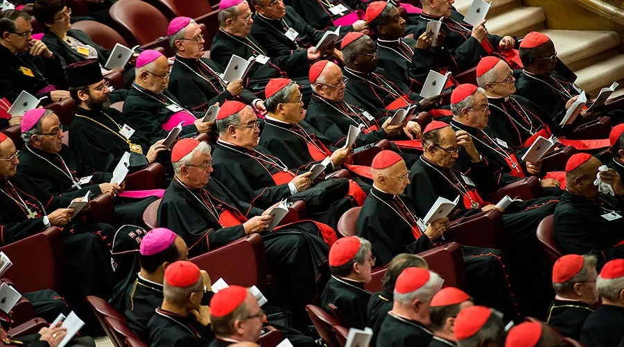 Los obispos en el Aula del Sínodo. Foto: Mazur / catholicnews.org.uk