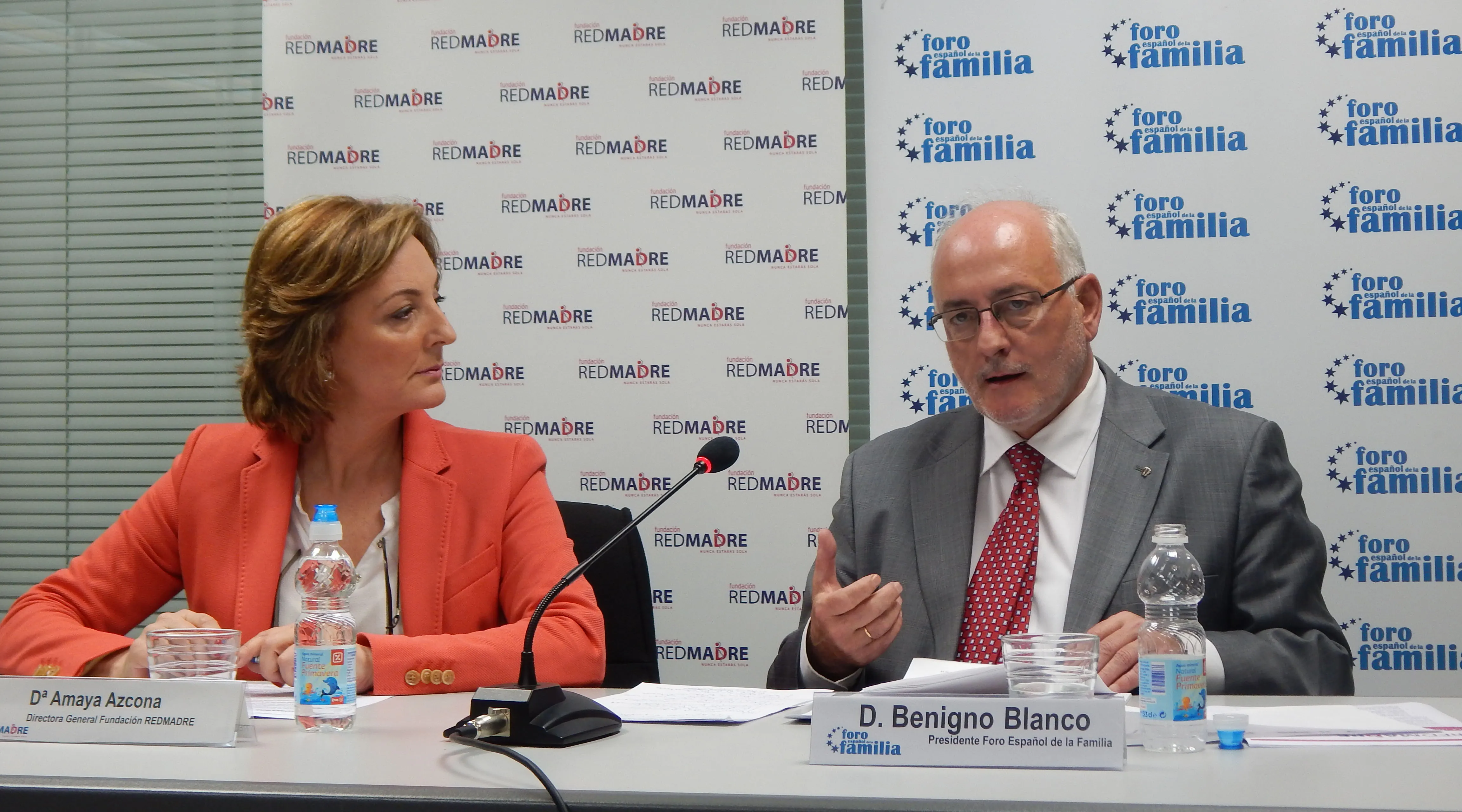 Amaya Azcona, directora general de Fundación REDMADRE y Benigno Blanco, presidente del Foro Español de la Familia. Foto: ACI Prensa.