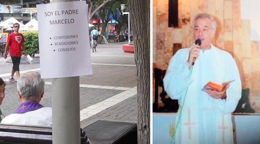 Izq: Foto viral publicada por Patricia Aguero / Der: El P. Marcelo De Benedectis