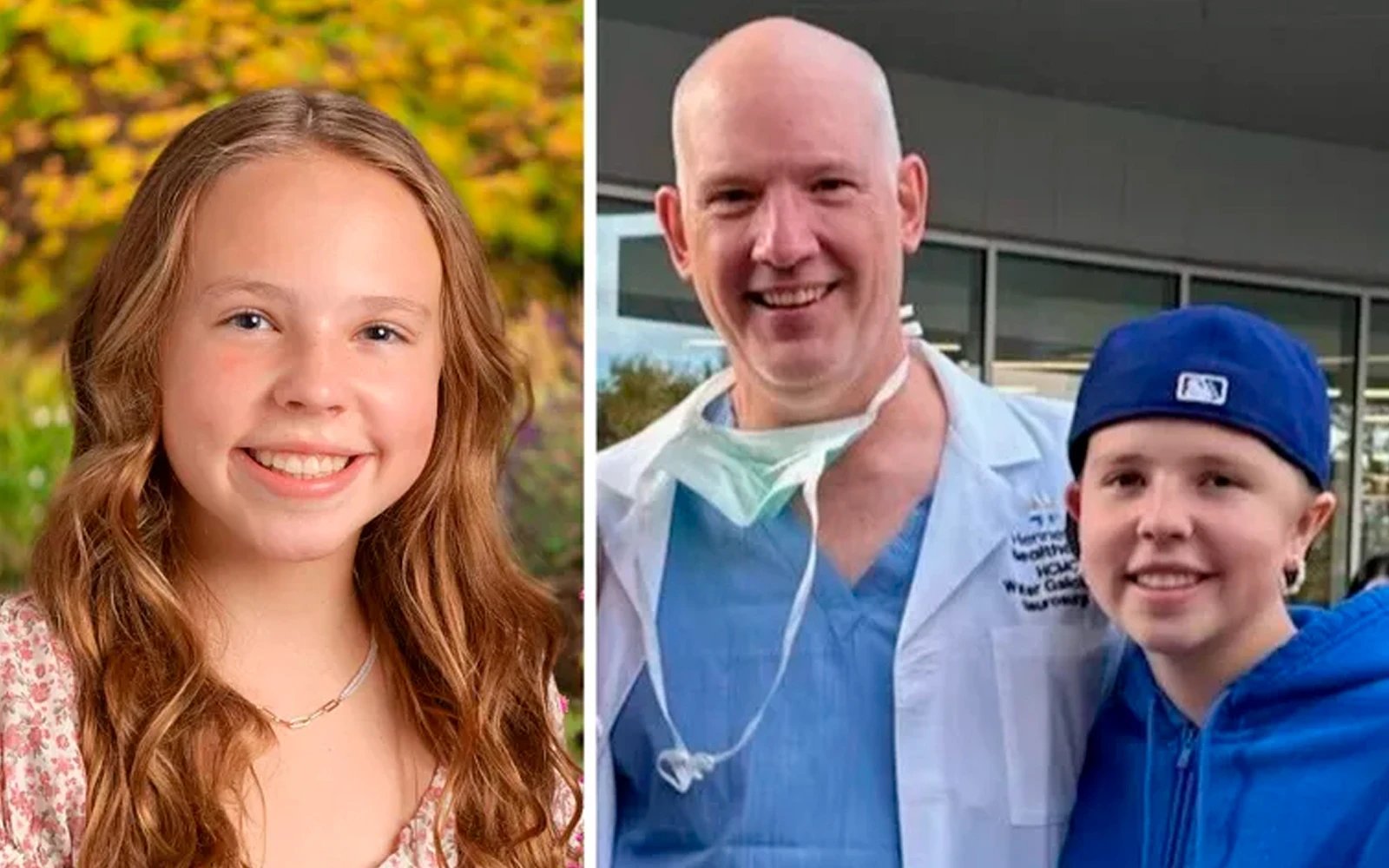 Sophia Forchas, sobreviviente del tiroteo en la escuela la Anunciación, en una foto antes del incidente y después del ataque, junto al neurocirujano Walt Galicich en el Hospital Infantil Gillette de Minneapolis.?w=200&h=150