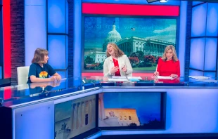 Stella McGuire siendo entrevistada en los estudios de EWTN, en Washington D.C., durante la cobertura en vivo de la Marcha por la Vida. Crédito: EWTN.