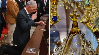 Nasry Asfura en la Basílica de Nuestra Señora de Suyapa.