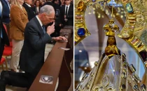 Nasry Asfura en la Basílica de Nuestra Señora de Suyapa.