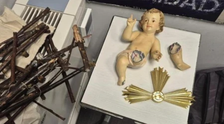 El Niño Jesús del belén de Tarrasa (Barcelona, España), fue vandalizado en la Navidad de 2025.