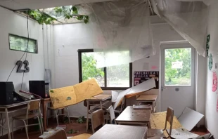 Destrozos debido al temporal en la escuela La Concepción Crédito: Programa FE